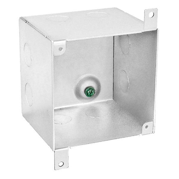 Southwire Electrical Box, 50 cu in, Square Box Type, 4 Gangs, Steel, Square Shape 52181-1/2-SPKR - main